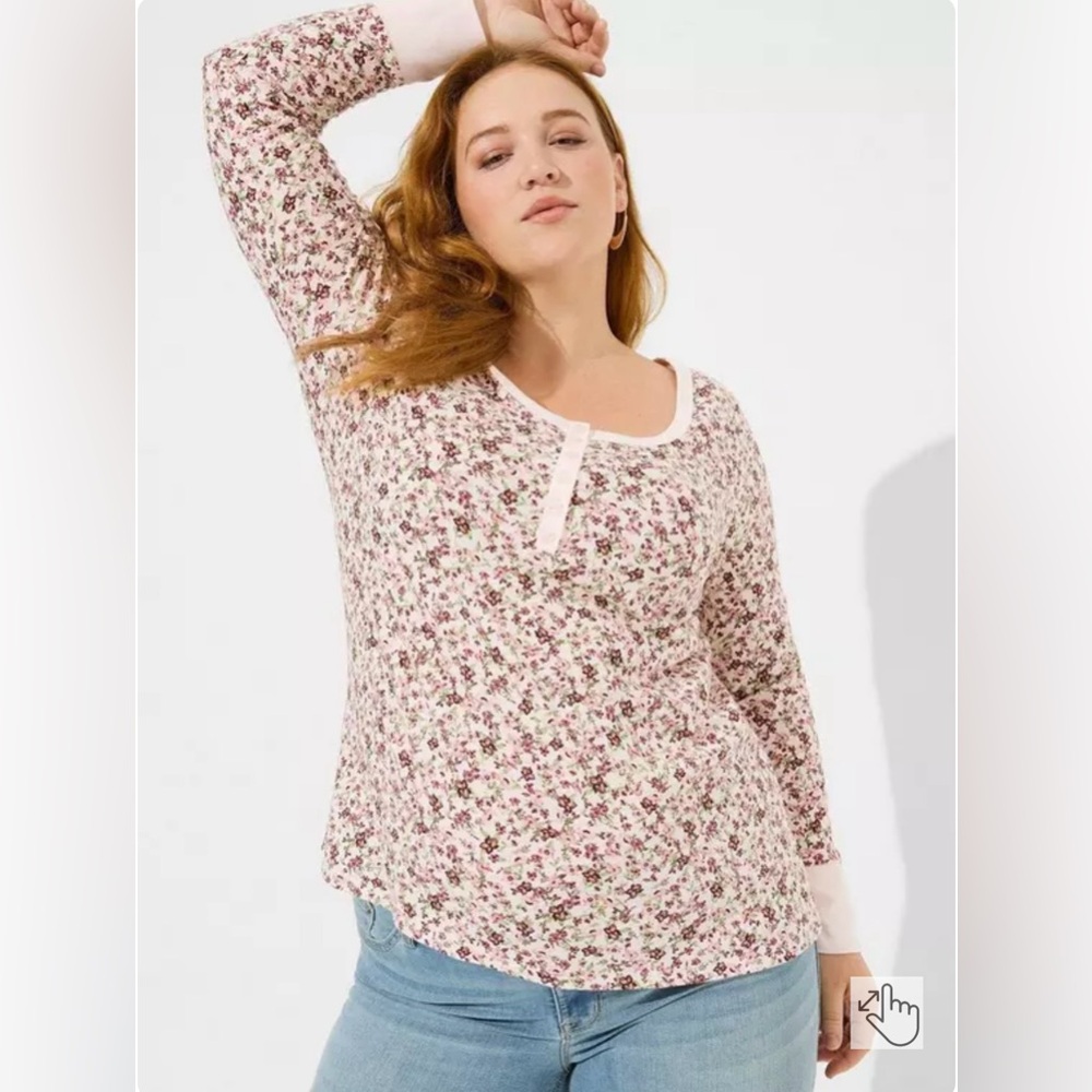 Torrid Super Soft Slub Scoop Neck Long Sleeve Henley